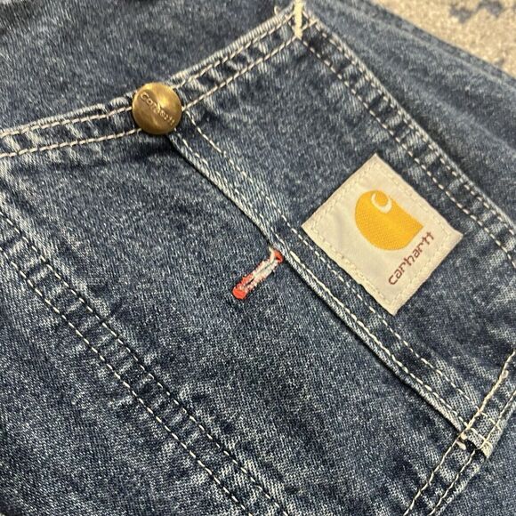 Carhartt Overalls Bib Mens Size 36x32 Workwear Carpenter Blue Denim Logo - Picture 16 of 16